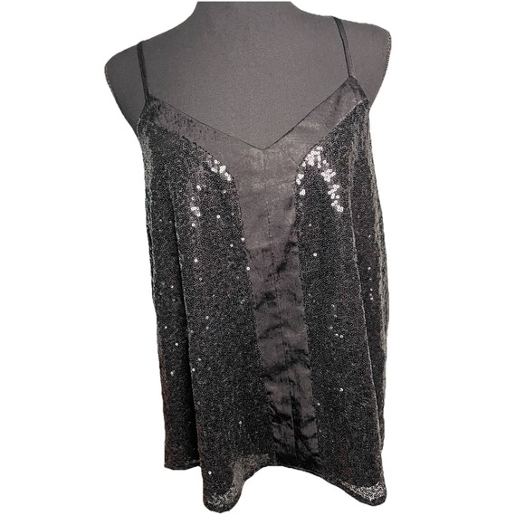 ANDREE BY UNIT Tops - Andree by‎ Unit Black Sequin Tank Top Women's Size Large Racerback Lined